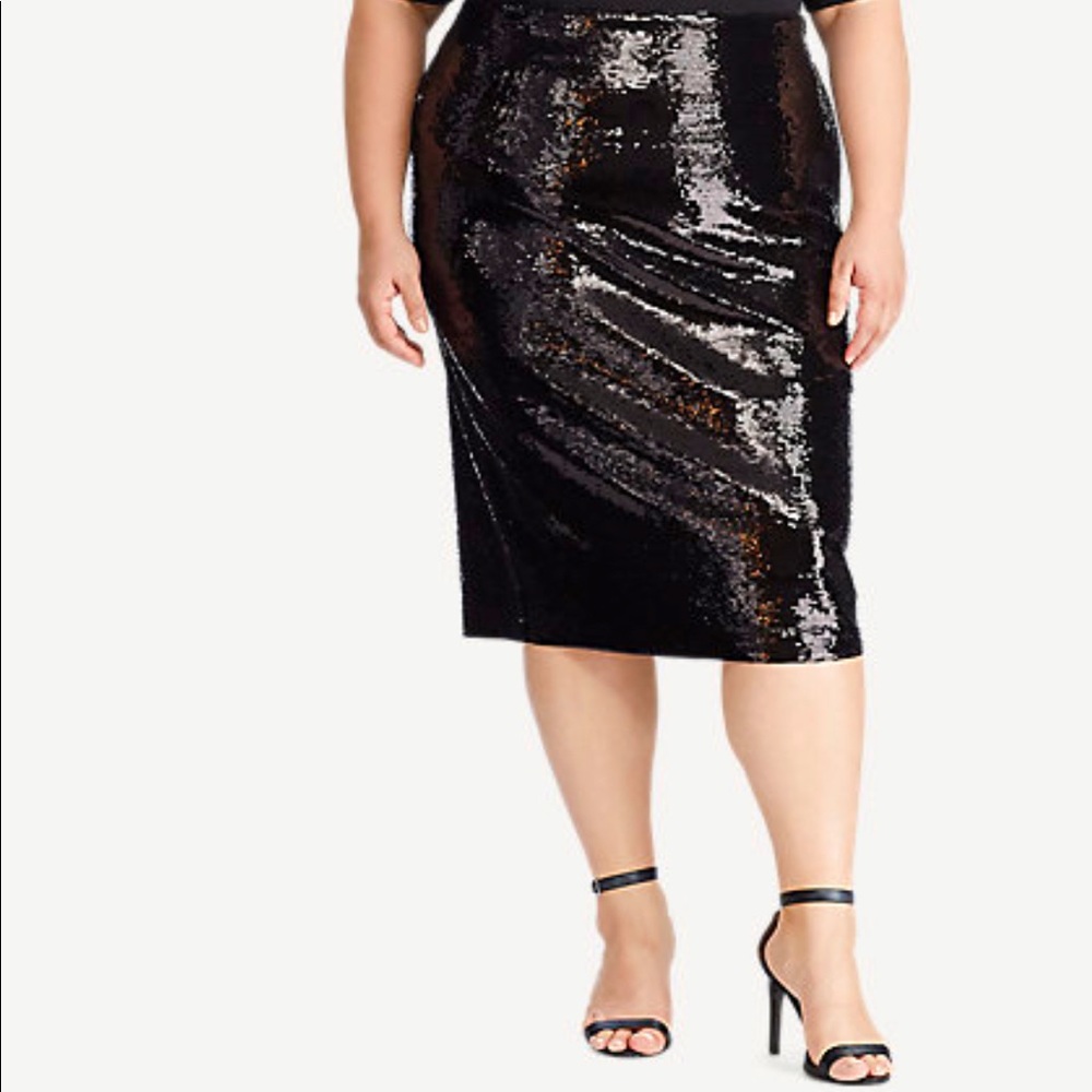 Black Sequin Skirt by Ralph Lauren, size 3X, NWT